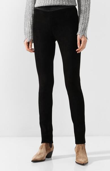 Замшевые брюки-скинни с контрастным поясом DROMe 1542909