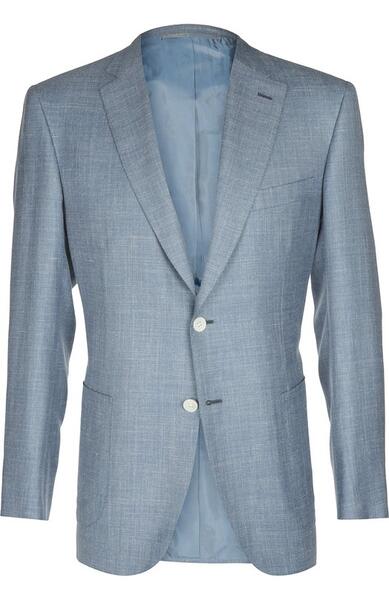 Приталенный пиджак из смеси шерсти с шелком и льном Brioni 1704518
