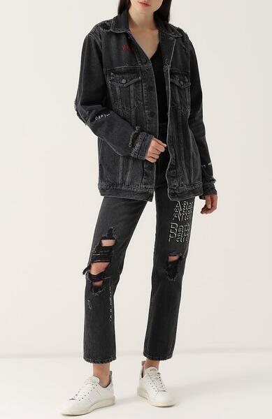 Удлиненная джинсовая куртка с потертостями Denim X Alexander Wang 2392867