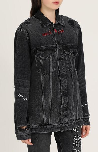 Удлиненная джинсовая куртка с потертостями Denim X Alexander Wang 2392867