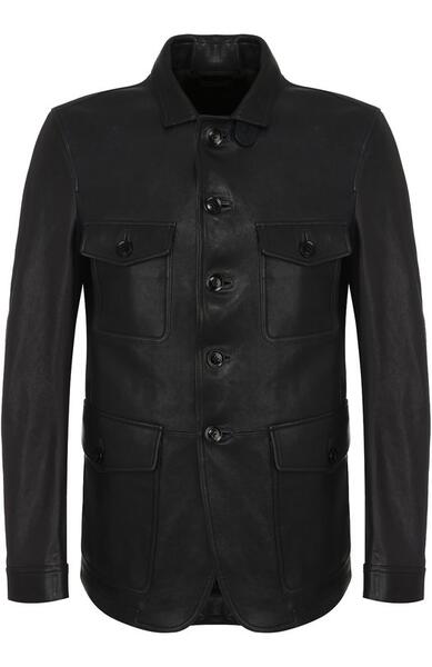 Однобортный кожаный пиджак Tom Ford 2423615
