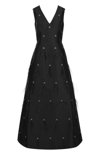 Приталенное платье-макси с V-образным вырезом St. John 2410430
