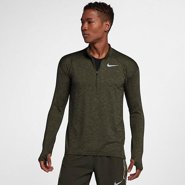Мужская беговая футболка с длинным рукавом и молнией до середины груди Nike Dri-FIT Element 