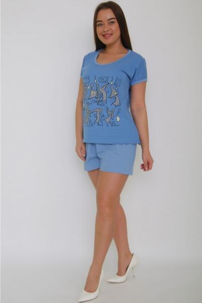 Пижама трикотажная Мышки (синяя) Инсантрик 29490