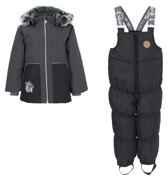Комплект куртка/полукомбинезон Huppa Russel, цвет: серый/черный 9561789