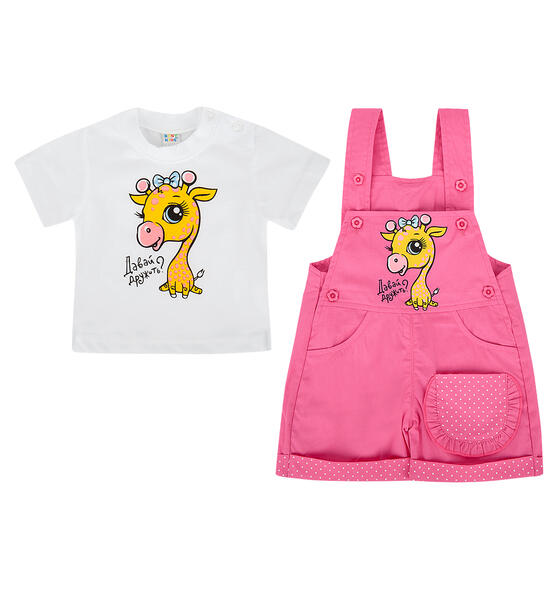 Комплект футболка/полукомбинезон Bony Kids, цвет: розовый 