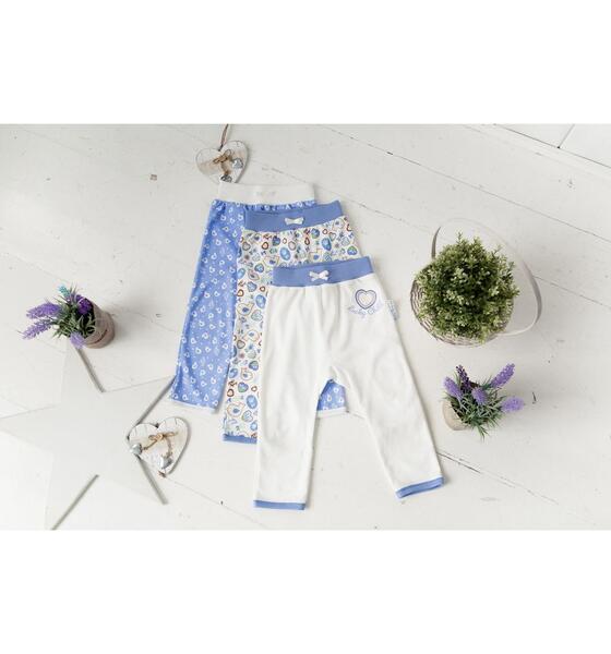Комплект брюки 3 шт Lucky Child Лаванда, цвет: синий/молочный 8096443