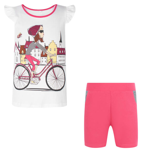 Пижама футболка/шорты Leader Kids Парижанка, цвет: белый/розовый 7993897