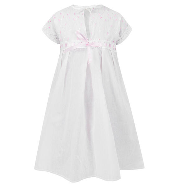 Платье крестильное Чудесные одежки', цвет: белый/розовый 