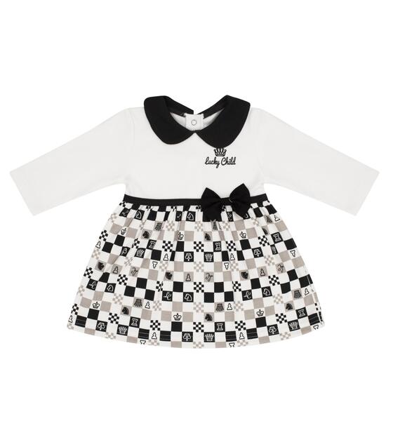 Платье Lucky Child Шахматный турнир, цвет: бежевый/серый 5295007