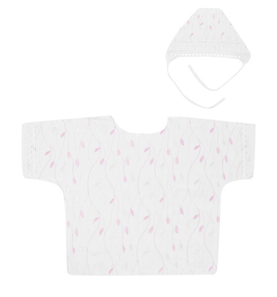 Комплект распашонка/чепчик Чудесные одежки, цвет: белый/розовый 4883995