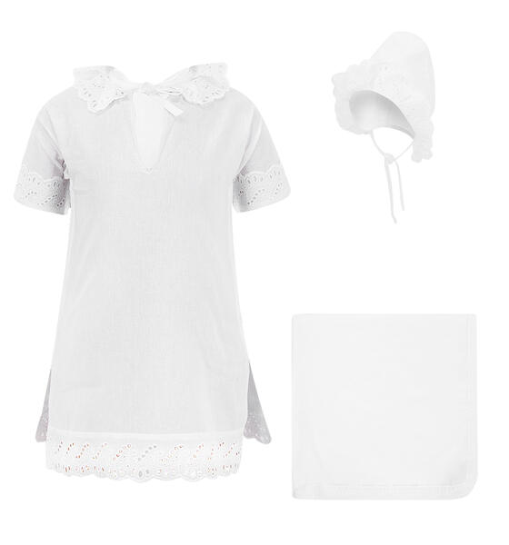 Крестильный набор рубашка/чепчик/пеленка Чудесные одежки, цвет: белый 4884343