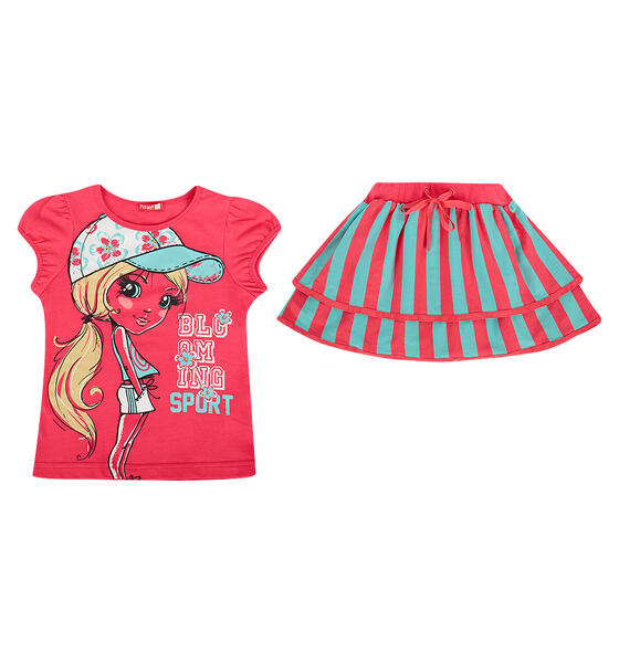 Комплект футболка/юбка Pelican, цвет: розовый 