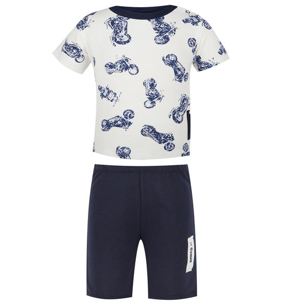 Комплект футболка/шорты Gamex Panda, цвет: белый/синий 