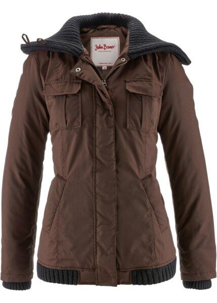 Зимняя куртка с вязаными деталями (темно-коричневый) bonprix 97038081