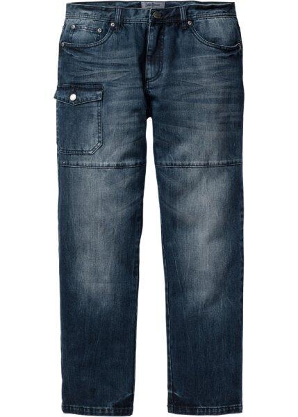Прямые джинсы с карманом на брючине, cредний рост (N) (темно-синий) bonprix 92953981