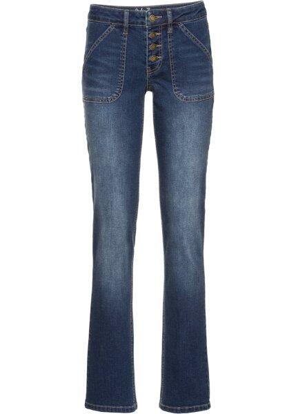 Прямые стрейтчевые джинсы, низкий рост (K) (синий) bonprix 90935481