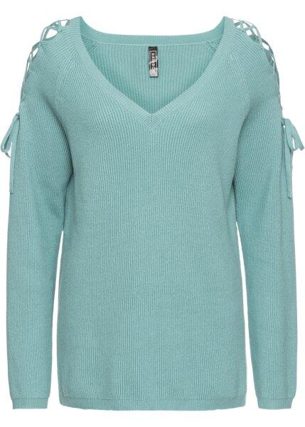 Пуловер с вырезами (минерально-синий) bonprix 96368195