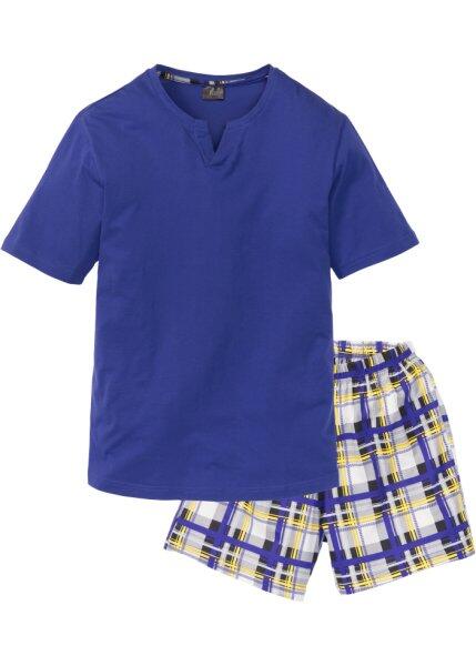 Короткая мужская пижама (сапфирно-синий в клетку) bonprix 91381481