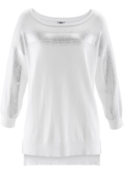 Пуловер с блестящей отделкой (светло-серый меланж) bonprix 90606381