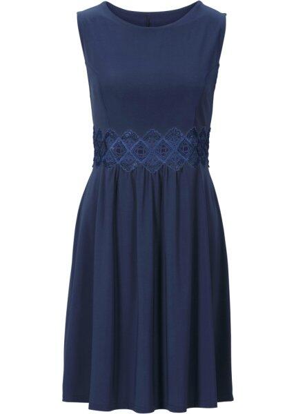 Платье с кружевной вставкой (темно-синий) bonprix 92454695