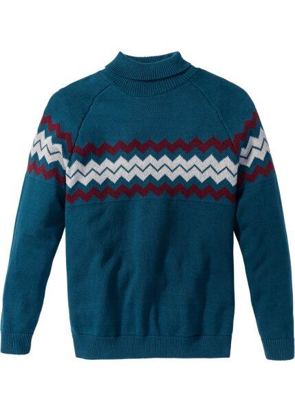 Пуловер с высоким воротником Regular Fit (серо-синий) bonprix 96597381