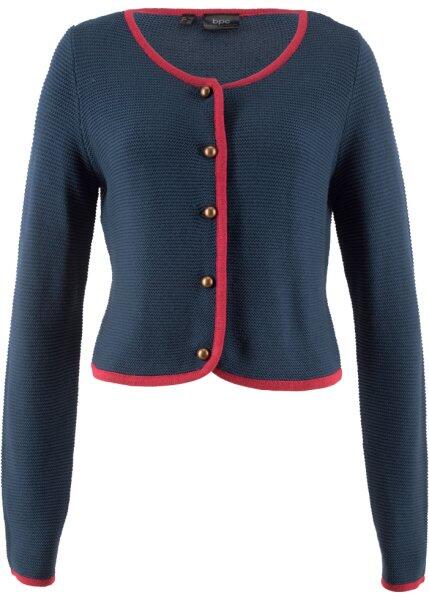 Короткая куртка в традиционном стиле и с длинным рукавом (полуночная синь/темно-красный) bonprix 95980281