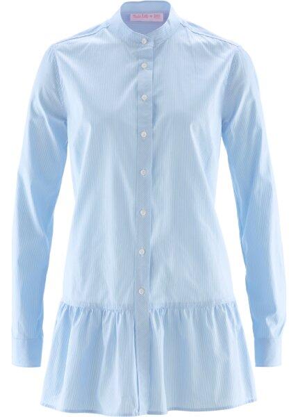 Блузка с баской дизайна Maite Kelly (синий жемчуг/белый в полоску) bonprix 96180481