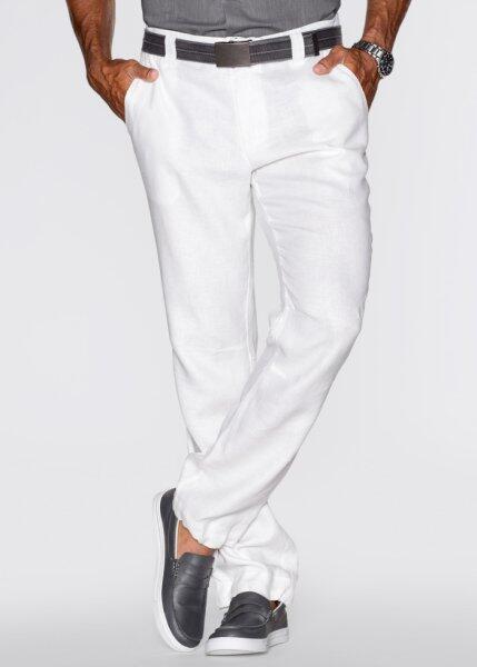 Льняные брюки стандартного прямого покроя regular fit, cредний рост N (белый) bonprix 93112195