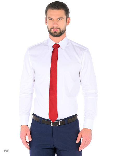 Рубашка синяя с красным галстуком