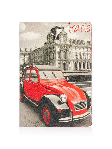 Обложка на паспорт кожаная вставка "Авто 30х годов" Eshemoda 4032651