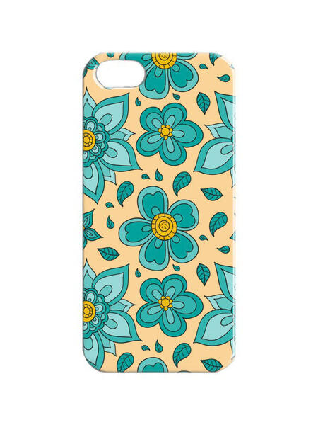 Чехол для iPhone 5/5s "Зеленые цветы на желтом" Арт. IP5-183 Chocopony 3122534