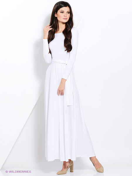 Белое платье длинный рукав
