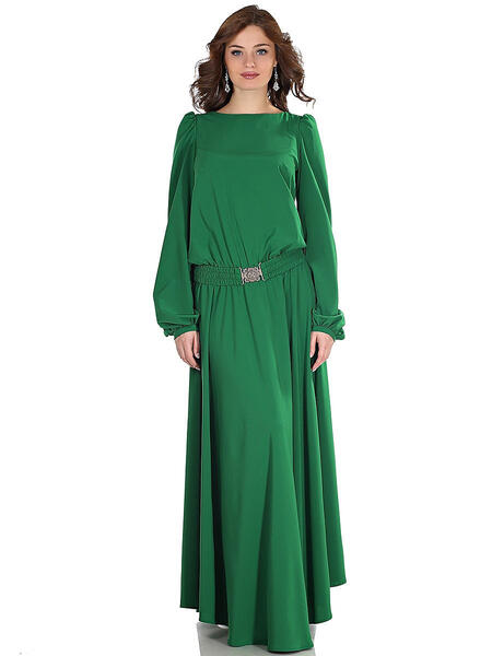 Зеленое платье с рукавом