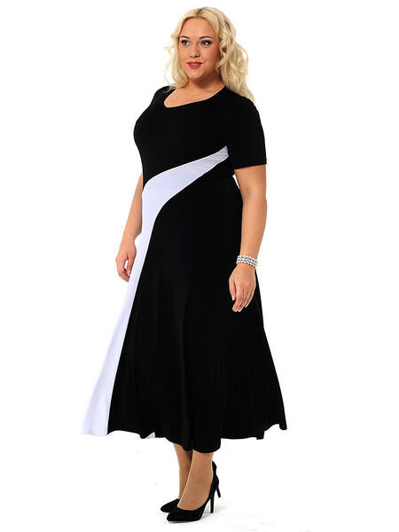 Праздничное черное платье для полных женщин