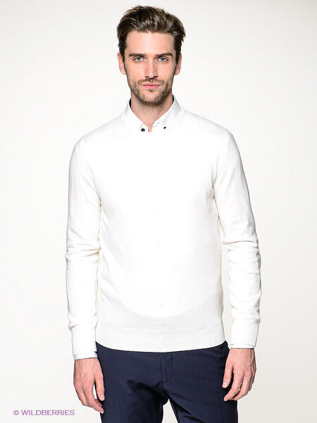 Белый свитер с рубашкой