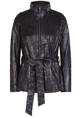 Куртка из натуральной кожи с поясом La Reine Blanche 306322