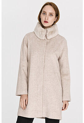 Полушерстяное пальто с отделкой мехом кролика La Reine Blanche 307226