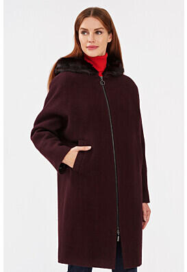 Утепленное пальто с отделкой меховой тканью Pompa 307282