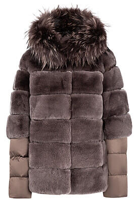 Комбинированная шуба из меха кролика Virtuale Fur Collection 306102
