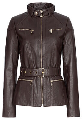 Куртка из натуральной кожи с ремнем La Reine Blanche 304961