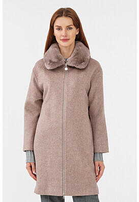 Полушерстяное пальто с отделкой мехом кролика La Reine Blanche 305195