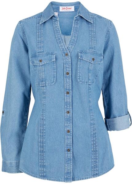 Удлиненная джинсовая блуза-рубашка bonprix 260929381
