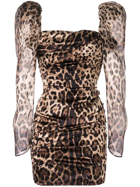 леопардовое платье с объемными плечами Dolce&Gabbana 140883215248