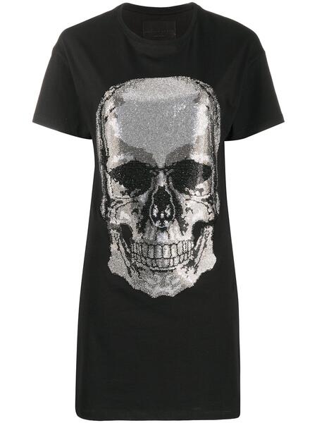 платье-футболка с декором Skull PHILIPP PLEIN 1552057376