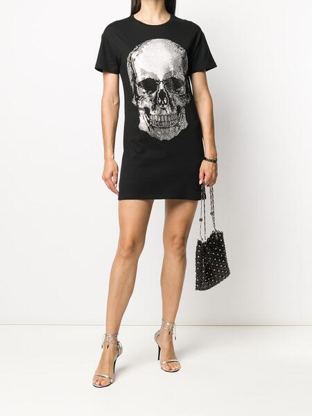 платье-футболка с декором Skull PHILIPP PLEIN 1552057376