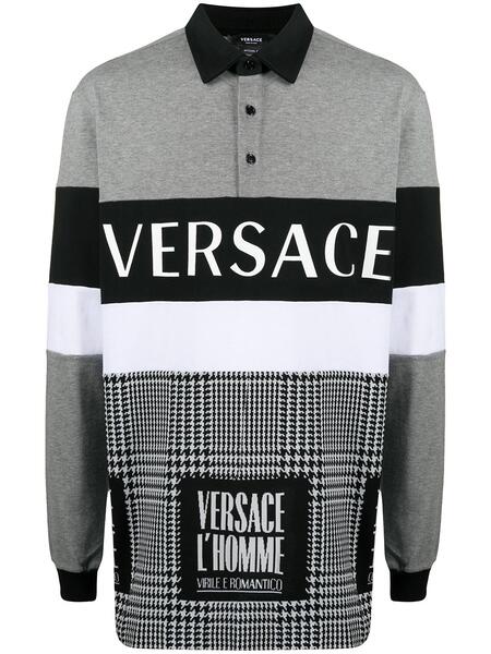 рубашка поло в ломаную клетку с логотипом Versace 158159508883