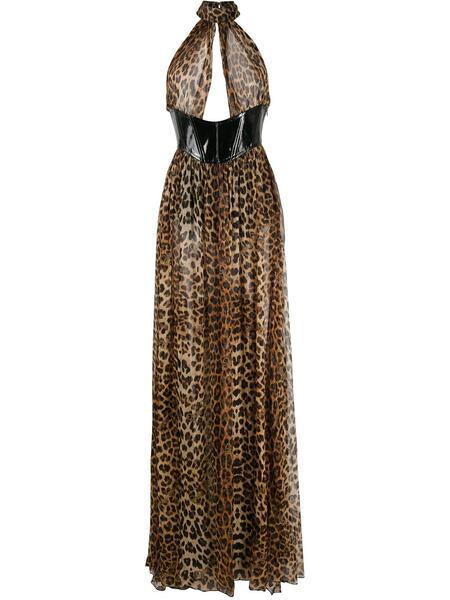 платье с вырезом халтер и леопардовым принтом PHILIPP PLEIN 1552984276