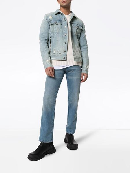 джинсовая куртка с тисненым логотипом BALMAIN 142176685256