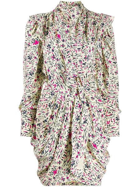 плиссированное платье мини с цветочным принтом и драпировкой Isabel Marant 149346555154